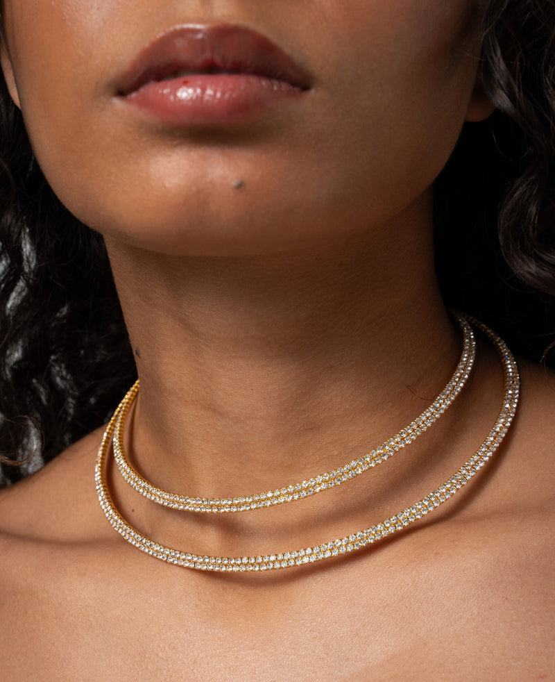 LABYRINTH CHOKER YELLOW GOLD AND WHITE