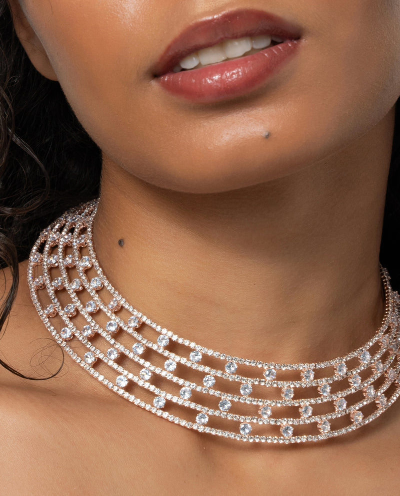 ECHO CHOKER ROSE GOLD AND WHITE