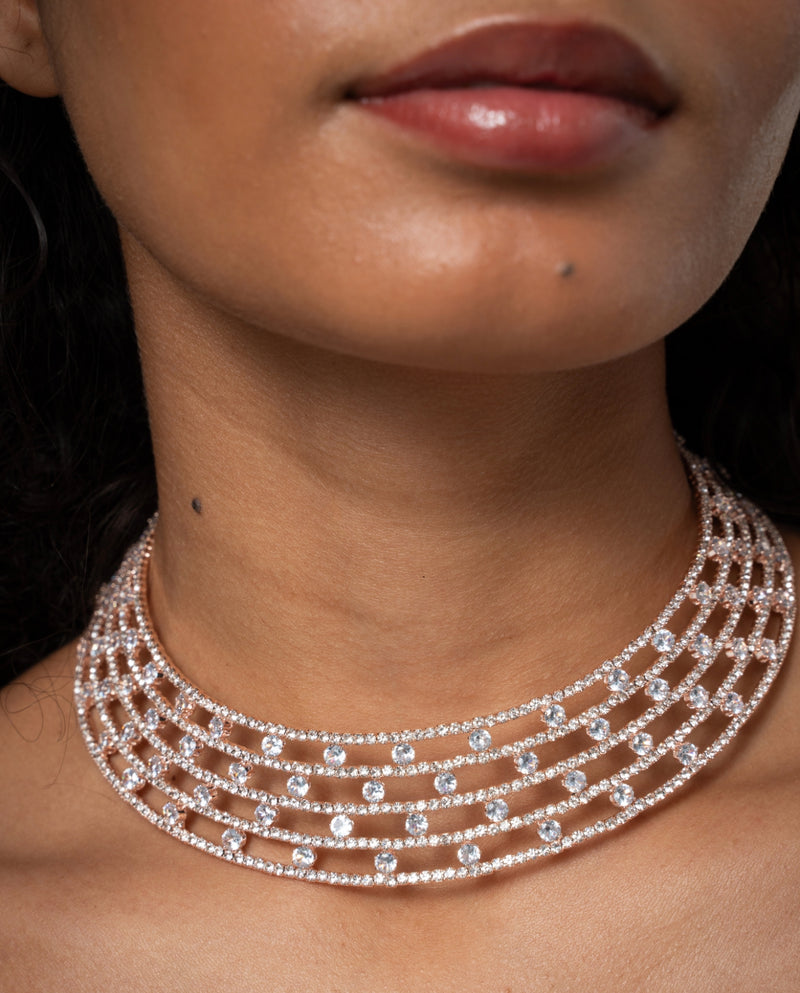 ECHO CHOKER ROSE GOLD AND WHITE